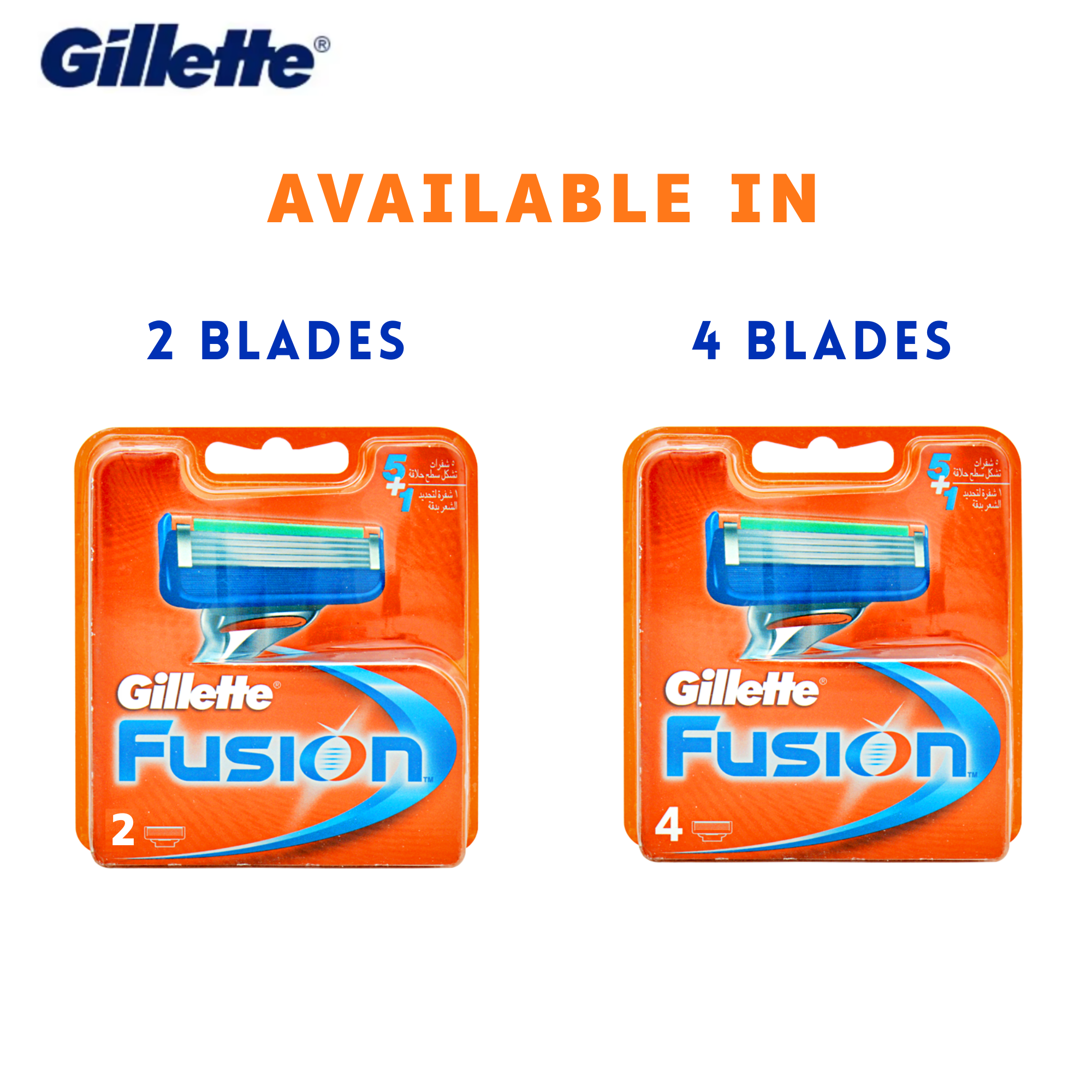 Gillette Fusion Razor Blades | 5-Layer Replacement Cartridge for Men’s Smooth Shaving | Pack of 2 or 4