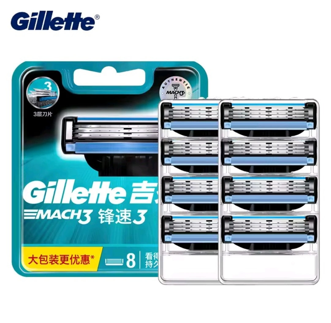 Gillette MACH 3 Razor Blade Refill 8/12Pcs for Mach3 Razor Handle 3 Layer Blade with Lubstrips Fast Shave for Men Face Cartridges